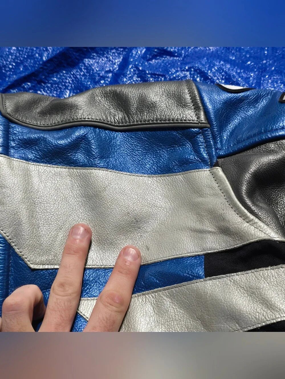 Blue Genuine Joe Rocket Leather Honda Motorcycle Riding jacket Size 42
